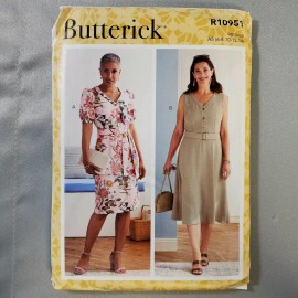 Butterick Pattern R10951 Misses Dress Sash Belt Fit Flare 2 Styles 6-14 UNCUT