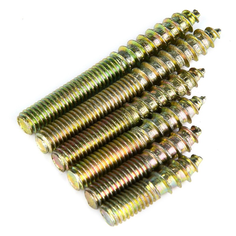 90pcs M6 Dowel Screw Woodworking Furniture Connector Double Ended Screw