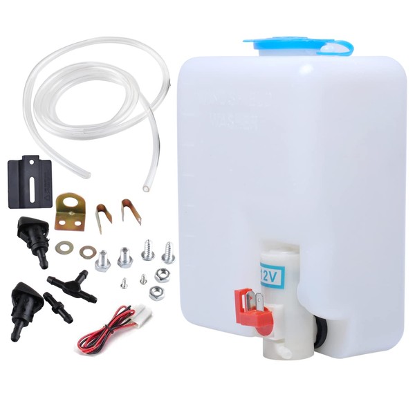 12V Universal Car Windshield Washer Pump System with Jet Button Switch 160186 Reservoir Tank Bottle Kit Universal Windshield Washer Kit