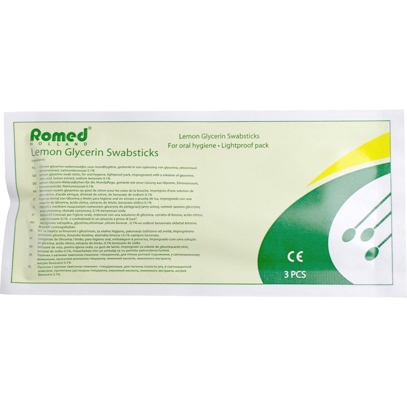 Romed Oral Care Sticks with Lemon Flavour Glycerine Swabsticks (25