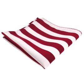 TigerTie Designer Pocket Square with Wide Club Stripes in Various Colours, Red, signal red, white