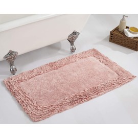Better Trends Shaggy Border Collection is Ultra Soft, Plush and Absorbent Tufted Bath Mat Rug 100% Cotton in Vibrant Colors, 24" x 40" Rectangle, Pink
