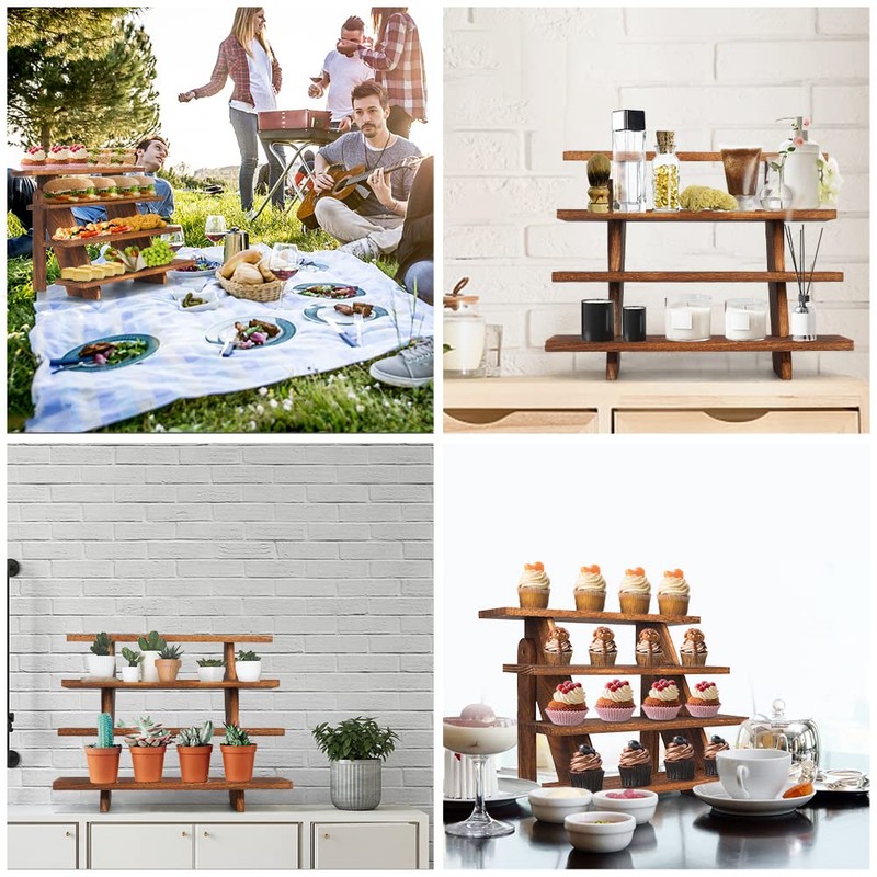 Manspdier Wooden Display Stand Wood Cupcake Stands Tool Free, Rustic