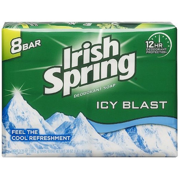 Irish Spring Icy Blast Deodorant Bar Soap 3.75 oz, 8 ea (Pack of 4)