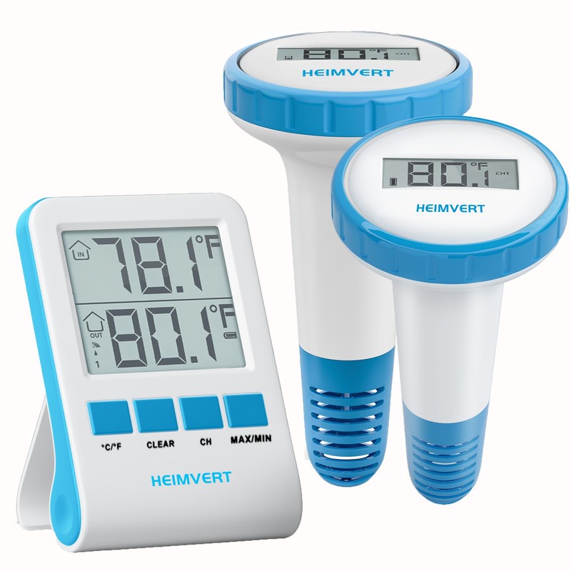 HEIMVERT Wireless Digital Pool Thermometer – Floating, Easy-to-Read Display, IPX8