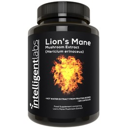 Intelligent Labs Lion’s Mane Mushroom Extract, from The Fruiting Bodies of Hericium Erinaceus, 1000mg per Serving, 120 Capsules, Mycelium and Grain-Free