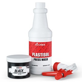 Rapid Cure® Black Plastisol Ink (8 oz.) and Ecotex® Plastisol Press Wash (Quart - 32 oz.) - Ink for Screen Printing Fabric, Screen Printing Cleaner/Degreaser - Silk Screen Press Wash/Plastisol Ink