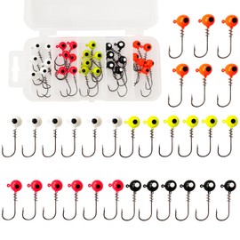 Eupheng ZINC-TECH Spring Lock Crappie Jig Heads, Glow in Dark Rounded Ball Head Jig 1/16oz 1/8oz for Crappie Panfish Trout Perch Walleye 5 Colors 20/30PCS