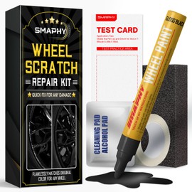 SMAPHY Wheel Scratch Repair Kit, Gloss Black Rim Repair Kit Curb Rash, DIY Alloy Wheel Repair Kit, Car Wheel Rim Scratch Repair Kit, Rim Paint Pen for Wheel Repair, Universal Color Black Wheel Paint (Gloss Black)
