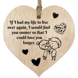Anniversary Love Gifts Romantic Gifts For Him, Love You Longer Wooden Heart Sign Plaque, Light Wood Hearts Sign, Christmas Valentines Day Birthday, I Love You Gifts For Her