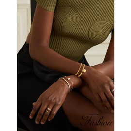 Honsny Gold Beaded Bracelet for Women 18K Gold Plated Initial Bracelets Dainty Stack Stackable Non Tarnish Bracelets Set Adjustable Letter A-Z Charm Bracelet for Women Trendy Gold Jewelry Gifts