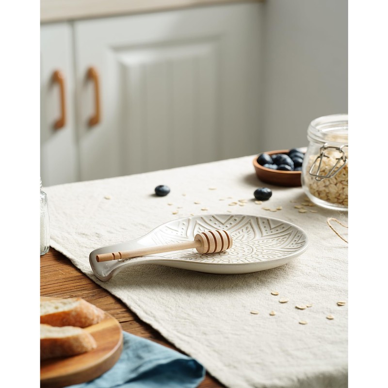Ceramic Spoon Rest, 7.48 Inches Spoon Holder for Kitchen Counter,