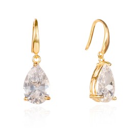 namana 925 Sterling Silver Drop Earrings for Women and Girls, Drop Earrings for Women with Pear Shaped Color Stones, Gold or Silver Earrings with Gift Box, Sterling Silver