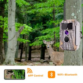 BlazeVideo WLAN Wildlife Camera Photo Trap WiFi Prey Camera Wildlife Hunting Camera Surveillance Camera 24MP 2304 x 1296 H.264 MP4/MOV Video with Invisible Night Vision Motion Sensor