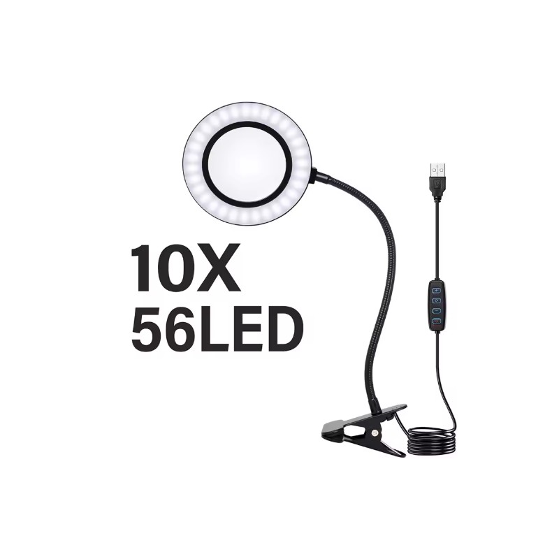 LED Magnifying Glass Lamp for Close Work – 5X/10X Lighted