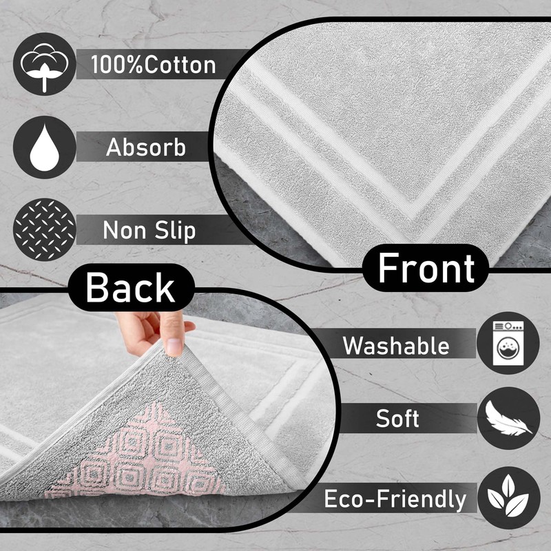 VOOVA & MOVAS Bath Mats 2-Pack 24"x33", Cotton, 830GSM, Light