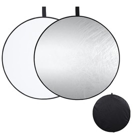 DFsucces Round Reflex Board for Photography, 23.6 inches (60 cm), Small, Folding Reflector, 2-in-1, Compatible with Studio Photography, Reflective, Light Refill, Storage Bag Included