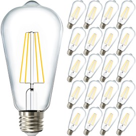 Sunco 20 Pack Edison Bulbs LED ST64, Clear Vintage Filament Waterproof Bulb, 800 LM, 8W (60W Equivalent), ST19, 3000K Warm White, E26 Medium Base, Decorative Dimmable UL