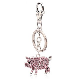 Liavy's Pig Piggy Charm Fashionable Keychain - Sparkling Crystal - Unique Gift and Souvenir