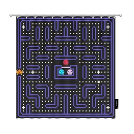 Beabes Arcade Game Shower Curtain Vintage Retro 8-Bit Pixel Old Video Game Monsters Pop Robots Black Cosy Shower Curtain with Hooks for Bathroom for Men Women Decor Polyester 72x72 Inch