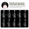 Cherimoya 240Pzs Tips para Uñas Soft Gel, 10 Tamaños, Uñas
