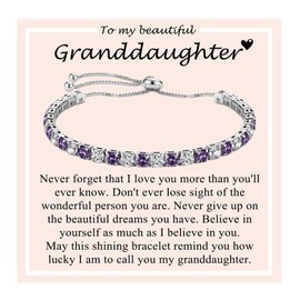 PDTU Gifts for Granddaughter Sweet Cubic Zirconia Adjustable Inspirational Bracelet Presents for Teenager Girls│Sparkling Daughter/Granddaughter/Niece Gifts