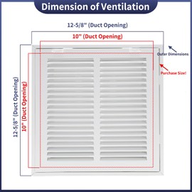 Howeall 16"W x 16"H [Duct Opening Size] Steel Return Air Filter Grille - Removable Face/Door for 1 inch Filters -HVAC Vent Cover Grill - White [Outer Dimensions: 18 5/8"W X 18 5/8"H]