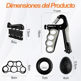 5 Piezas Ejercitador de Antebrazo con Contador(Negro y Plata)