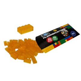 CMC imports 50 Clamping Blocks, Building Blocks, 2 x 4 Nubs, Compatible Bricks, 8 Knobs, Free Selection, 34 Colours (004 - Yellow Transparent)
