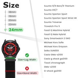 AVOD Nylon Loop Quick Release Watch Bands - Choice of Width - 18mm 19mm 20mm 22mm 24mm, Nylon Sport Loop Adjustable Breathable Watch Bands Replacement Strap for Women Men