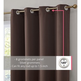 HLC.ME Dakota 100% Complete Blackout Lined Drapery with Double Layer Thermal Insulated Energy Efficient Window Curtain Grommet Panels for Bedroom & Living Room, 2 Panels (52 W x 84 L, Chocolate Brown)