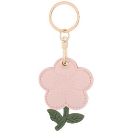 SOFPLATE 1Pc Cute Flower Leather Keychain Smart Tag Holder Keychain Pink Door Entry Key Fob Holder Cherry Blossom Floral Protective Cover with Key Ring for GPS Tracker Smart Tag Access Control Card