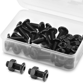 (20 sets) M6 x 16mm Flat Round Hexagon Socket Head Bolts and Nuts kit 304 Stainless Steel Black Oxide, Furniture bolts, Connector Screws for Furniture