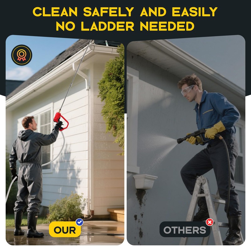 Pressure Washer Extension Wand with Gutter Cleaner Attachment, 30° 90°