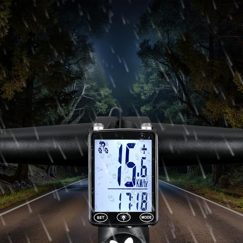 AMFUN Bike Computer Wireless,2.4 inch LCD Screen Auto Backlight,Universal 24