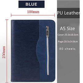 SAYEEC Spiral Notebooks Zipper PU Leather Cover Binder Rings Portfolio A5 Lined Paper Note Books with Calculator Pen Holder Card Slots Design for School Business Office Working