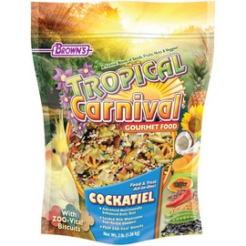 F.M. Brown's Tropical Carnival, Gourmet Bird Food for Cockatiels, Lovebirds, and Conures, Vitamin-Nutrient Fortified Daily Diet, 3 lb
