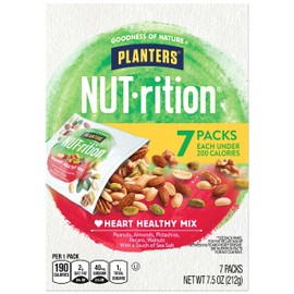 PLANTERS NUT-rition Heart Healthy Mix with Walnuts, 7.5 oz Box (Contains 7 Individual Pouches) - On-the-Go/ Work/School Snack and Active Lifestyle Snack - Great Camping Snacks - Kosher