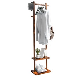 GZQXHOME Coat Rack,Wooden Coat Rack Freestanding,Standing Coat Racks Tree Clothes Hanger Stand with Stury Base for Entryway, Livingroom, Bedroom,Easy to Assemble(Brown)