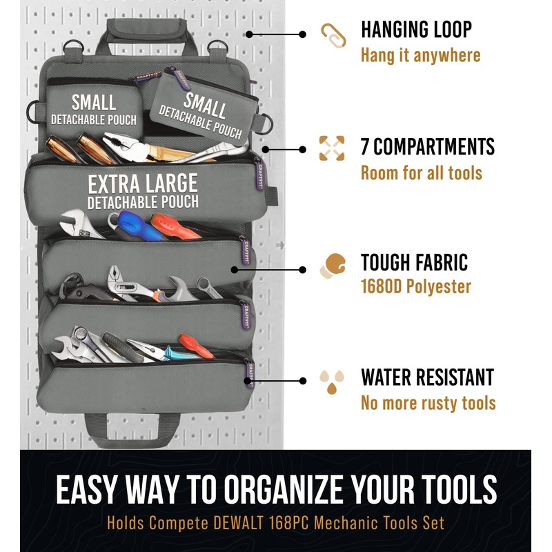CRAFT911 Durable Tool Bag Organizers w/Detachable 6 Tool Pouches -