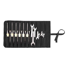 Chisel Roll, Durability Waxed Canvas Wrench Rolls with 20 Slots Compact Small Toll Roll, Portable Carry On Pouch for Woodworking Tools Multi Purpose Organizer (Black, 23 * 12 * 1.97 Inch)