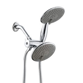 Ana Bath Anti-Clog Wide High Pressure 6-Inch 3-Function Showerhead with Handheld Combo with Extra Long 8 Foot Stainless Steel Shower Hose/Brass Connector/All Chrome Finish (SS323224CCP)