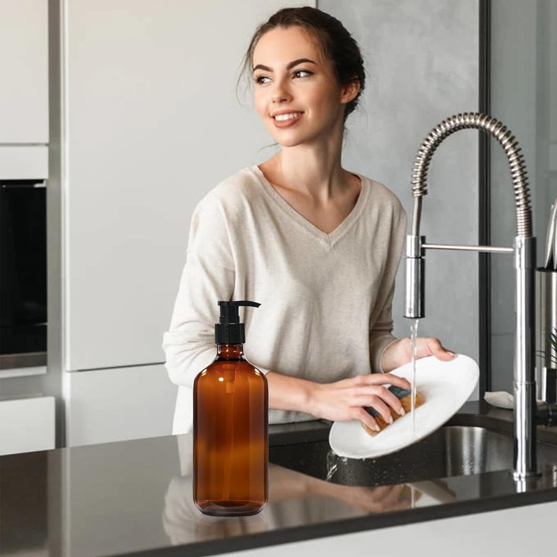 Plastic Soap Dispenser,Soap Dispenser Bathroom Kitchen Pump Bottle Brown 1