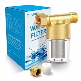 ZHYUUAX YH01 Reusable Washing Machine Water Filter, 40 Micron Brass Sediment Filter, for Washer, Heater, Garden, Protecting Appliances, Reduces Clothes Yellowing, Anti Scale Shower Filter