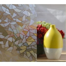 PROTINT WINDOWS Modern Mosaic Decorative Window Film, Self Static Adhesive Cling, 35.5 inches by 36 inches