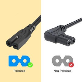CableCreation 90 Degree 2-Slot Polarized Power Cord, 18 AWG Angled IEC320 C7 to NEMA 1-15P Power Cable for Laptop, Printers, Office Equipment, 3 Feet /0.9M, Black