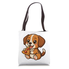 Cute Cartoon Beagle with Pizza Slice Tote Bag