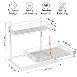 Uninol Under Sink Organizer, 2-Tier Sliding Cabinet Storage Rack, Black Metal Pull Out Shelves for Cleaning Supplies