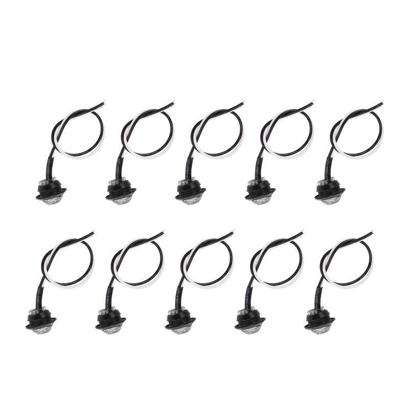 10pcs Side Marker Light 3LED IP68 Waterproof Round Clearance Indicator