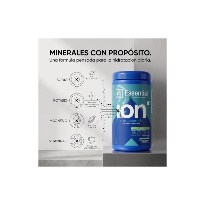 Ion Essential Electrolitos Polvo Hidratación Natural Diaria Vitamina Miel Monk